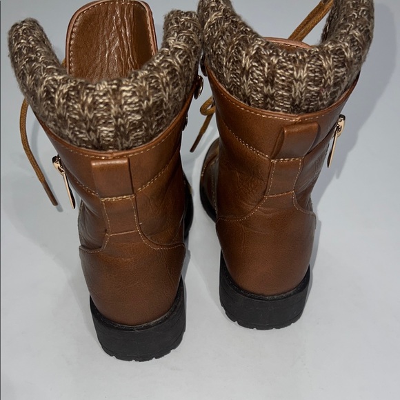 Brown Kids Boots with Knit Cuff - Picture 3 of 7
